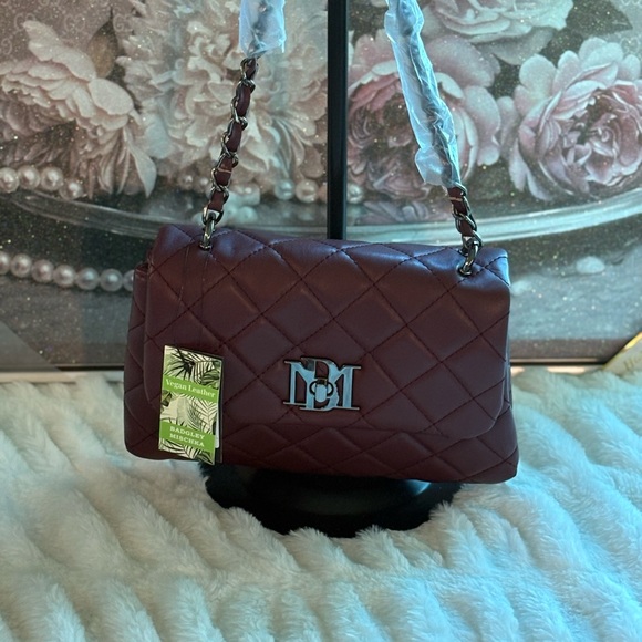 Badgley Mischka Handbags - Badgley Mischka Quilted Burgundy Shoulder Bag